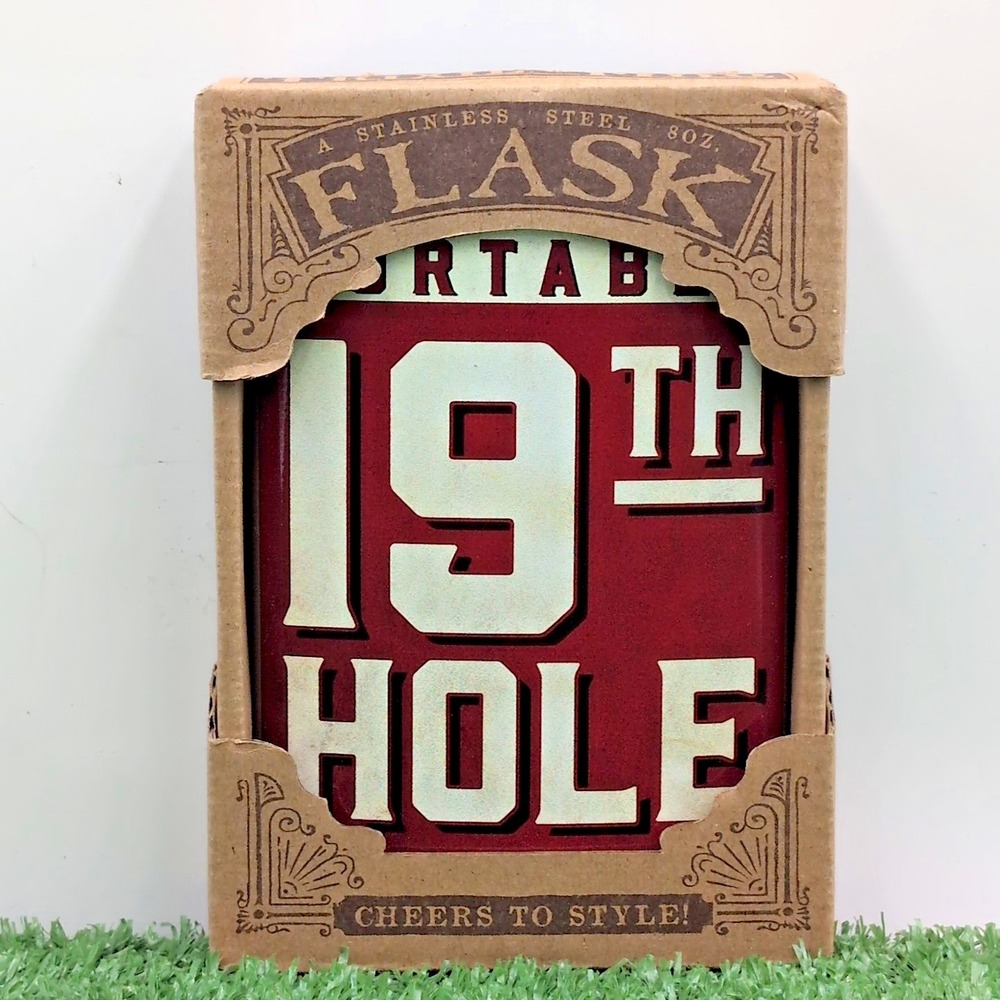 Trixie and‎ Milo Hip Flask Red Stainless Steel 19th Hole 8oz New In Box